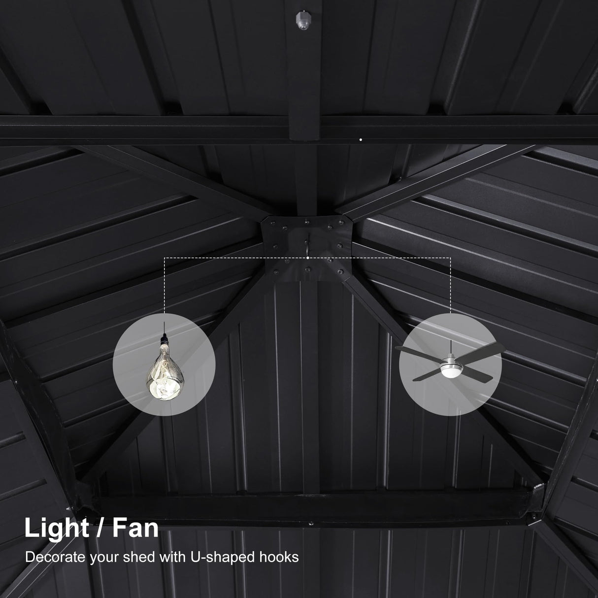 PURPLE LEAF 12' X 12' Outdoor Hardtop Gazebo for Patio Galvanized Steel Double Roof Permanent Canopy Teak Finish Coated Aluminum Frame Pavilion PURPLE LEAF