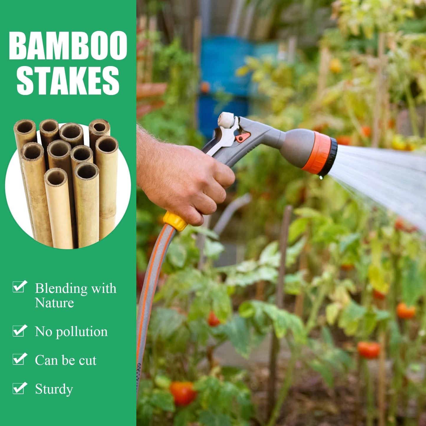 Suzile 10 Pcs Bamboo Poles 7ft x 1 Inch Bamboo Garden Stakes Bamboo Rods Garden Sticks Bamboo Plant Stakes for Beans Peas Cucumbers Fruiting Plants