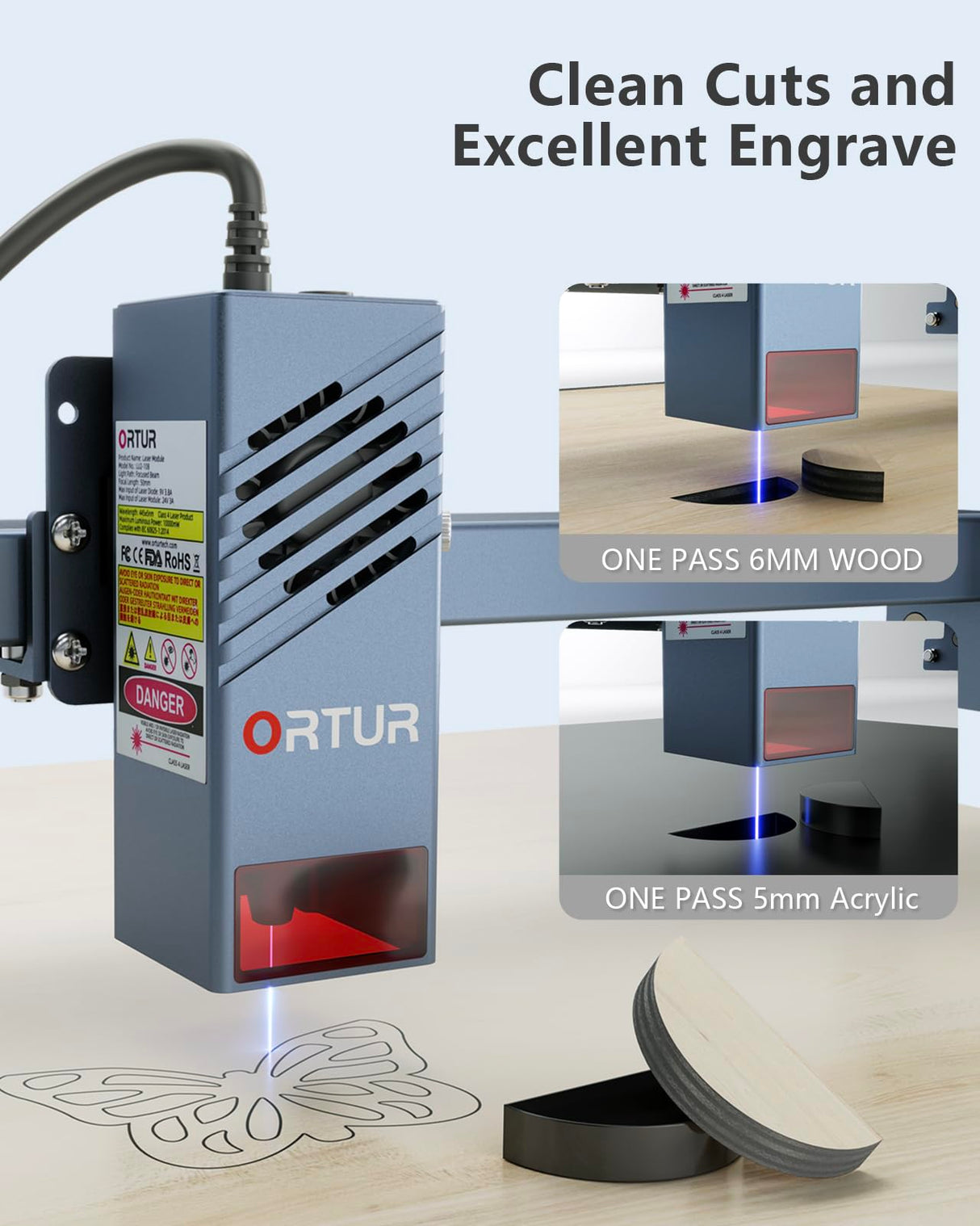 Ortur 10W Laser Engraver for Laser Master H10, 96W Laser Cutter and Engraver Machine, 20000mm/min Engraving Speed and App Control DIY Laser Engraver Ortur