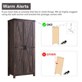 OKD 32'' Rustic Farmhouse Armoire with Adjustable Shelves and Barn Doors OKD