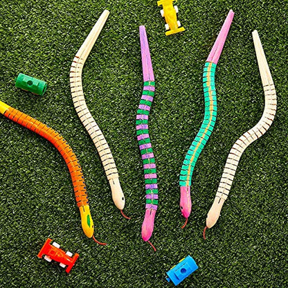 12 Inch Wooden Snakes Unfinished Wooden Wiggly Snakes Jointed Flexible Wood Snake to Paint Blank Canvas Animal Model Crafts for Arts and Crafts,