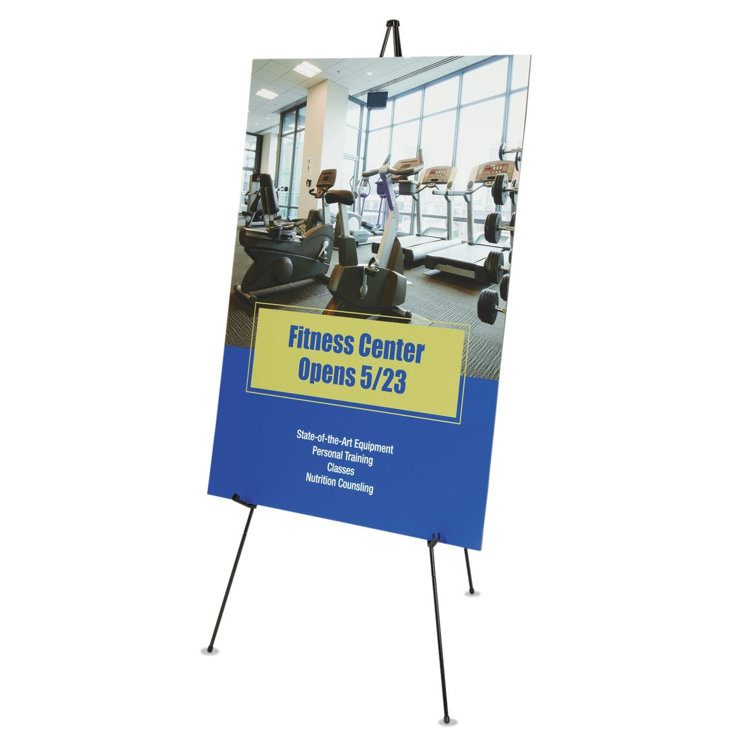 Quartet Instant Easel 63” Stand, Supports 5 lbs., Tripod Base, Powder Coated Steel Material, Collapsible, Black (29E) Quartet