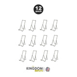 KINGDOM SOLUTIONS - 12 Pack Sturdy & Versatile Adjustable Large Stands for Display 3.8x8.5 - Made in USA Metal Easels for Plates, Pictures, Art, KINGDOM SOLUTIONS