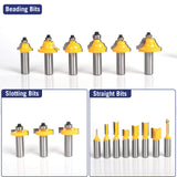 MNA Router Bits 35 Pcs Set, 35 Pieces 1/2 Inch Shank Router Bit Kit. American Router Bit Set Complete Set. MNA