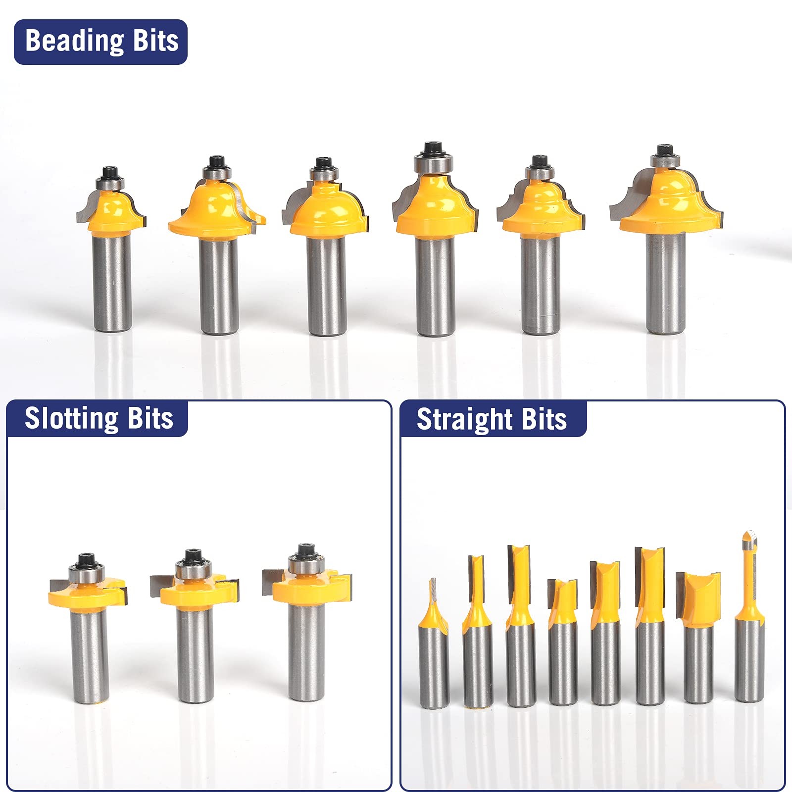 MNA Router Bits 35 Pcs Set, 35 Pieces 1/2 Inch Shank Router Bit Kit. American Router Bit Set Complete Set. - WoodArtSupply