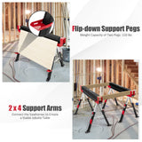 GOFLAME Folding Sawhorses 2 Pack, Portable Sawhorse with Height Adjustable Legs, Metal Top for 2 x 4, Easy Carry Handle, Heavy-Duty Steel Sawhorse GOFLAME