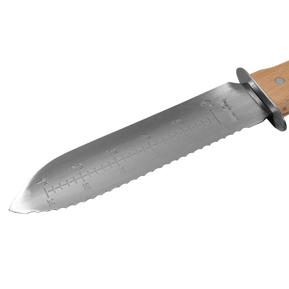 KAKURI Hori Hori Garden Knife with Sheath 12.5" [Stainless Steel Blade], Professional Garden Tool for Digging, Planting, Weeding, Wood Handle, Silver KAKURI