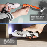 MQFORU Cordless Screwdriver，3.6V Rechargeable Electric Screwdriver Kit, 47 in 1 Portable Cordless Drills, Dual Position Handle with USB Cable LED MQFORU