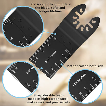 OTUCO 94 Pack Oscillating Saw Blades, Wood Metal Cutting Multitool Bi-Metal Blades Quick Release Tool Blades Kits Fit for Dewalt, Makita, Ryobi, - WoodArtSupply