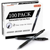 Shuttle Art Black Gel Pens, 100 Pack Retractable Medium Point Rollerball Gel Ink Pens Smooth Writing with Comfortable Grip for Office School Home Shuttle Art