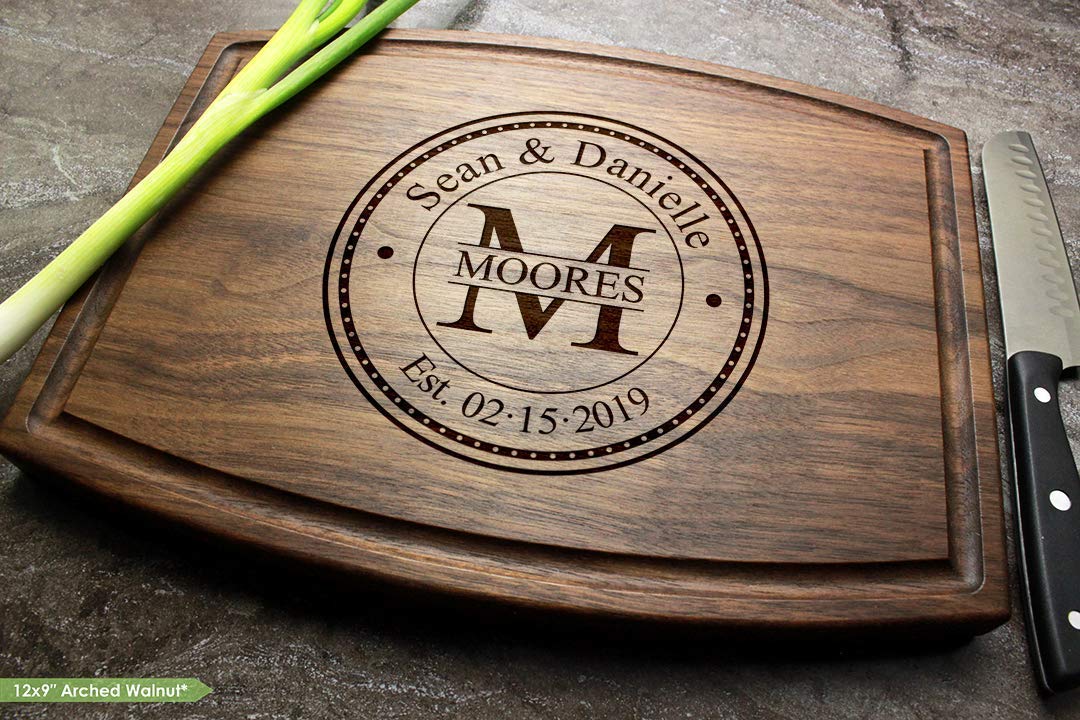 Personalized Cutting Boards, Custom Wedding, Anniversary or Housewarming Gift Idea, Wood Engraved Charcuterie Board for Couples and Newlyweds,