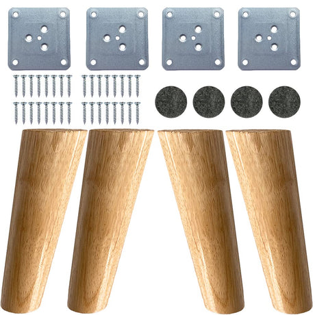 KITEVICH 4PACK Solid Wood Furniture Legs 6 Inch Sofa Legs, Replacement Legs Mid Century Modern Legs for Couch End Table TV Stand Bed Dresser Cabinet, KITEVICH
