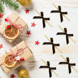 WANDIC Black Small Bows, 200Pcs Satin Twist Tie Bows with Golden Lace Christmas Halloween Mini Bow Pretied Bows for Gift Package Craft Candy Cookie WANDIC