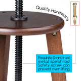 MEEDEN Walnut Drafting Stool with Solid Beech Wood, Height Adjustable Artist Stool, Studio Stool, Wood Bar Stool, Kitchen Stool, Office Stool, MEEDEN