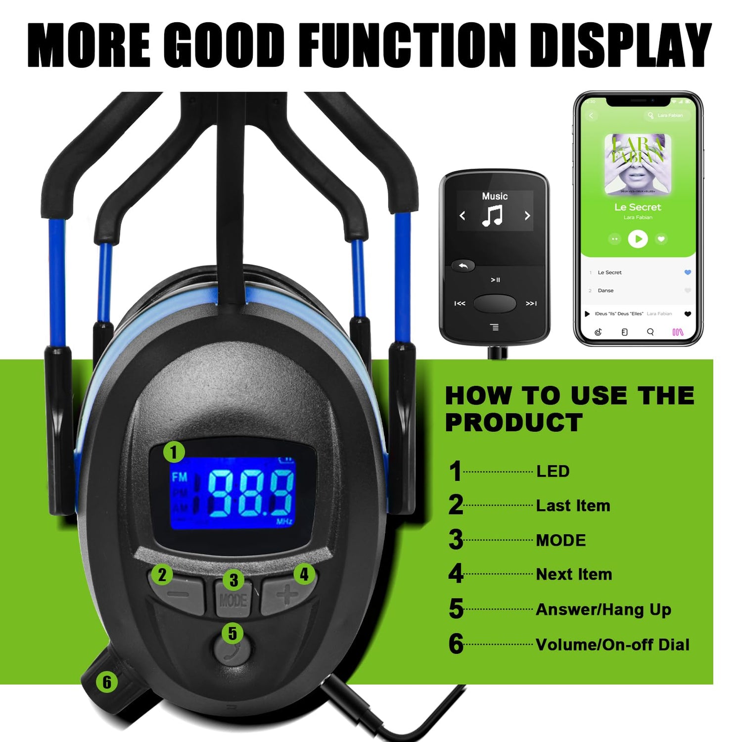 Gardtech Hearing Protection with Bluetooth, FM Radio Earmuffs, NRR 29dB Hearing Protection Headphones Noise Cancelling Headphones with MP3 for Mowing Gardtech