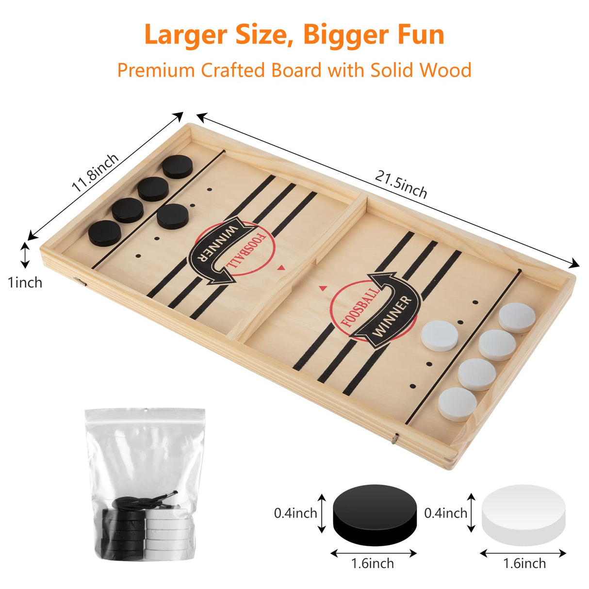 Kongwal Large Sling Puck Game, Foosball Winner Board Game, Wooden Hockey Table Game, Fast Paced Slingshot Game Board, Rapid Sling Table Battle Speed kongwal