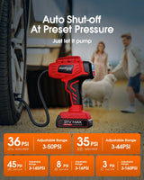 KeenPower Digital Cordless Tire Inflator Portable Air Compressor Automatic 160PSI w/Gauge Screen & 4+N Smart Mode & Dual Power Supply, Rechargeable KeenPower