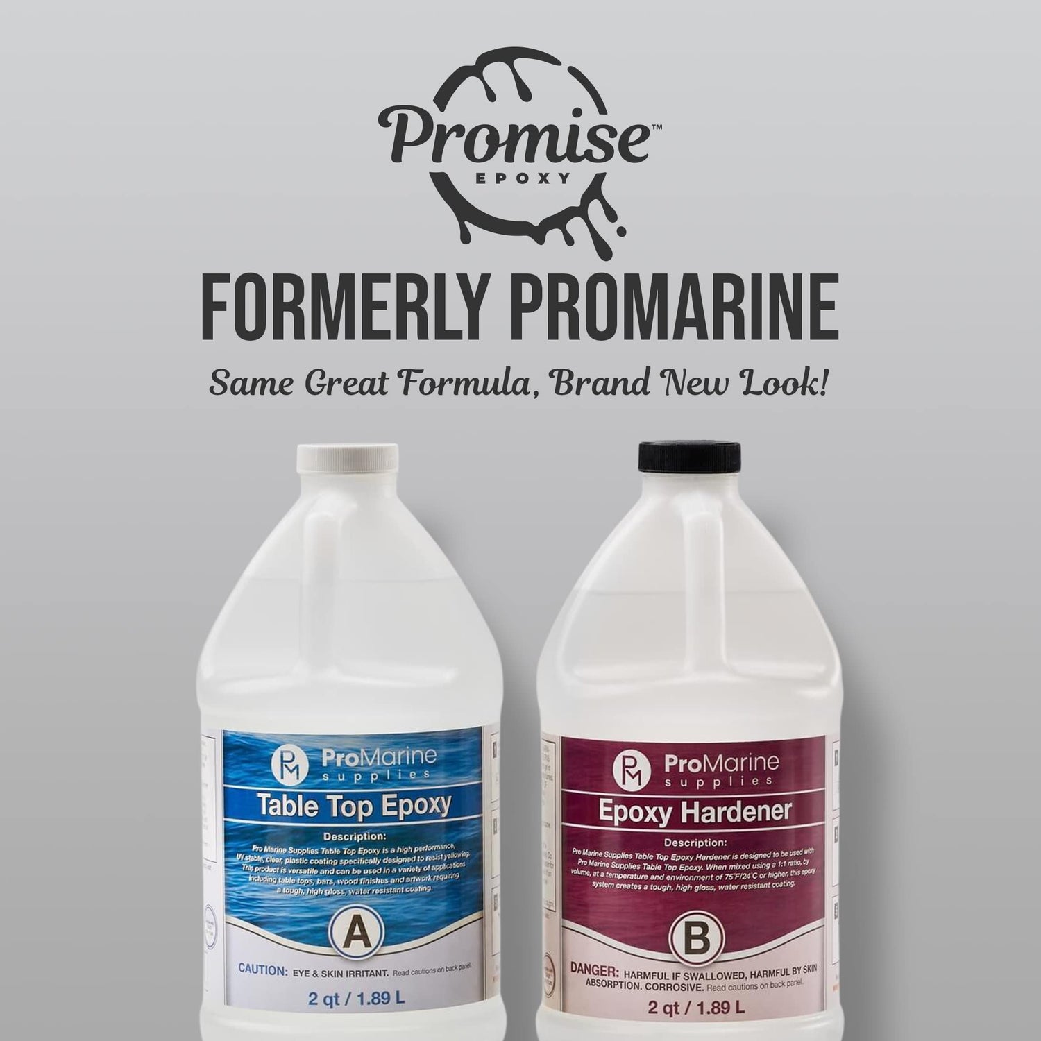 Epoxy Resin Promise Epoxy- Clear Coat Table Top | 2-Part 1 Gal (0.5 Gal Epoxy Resin & 0.5 Gal Hardener Set)| Resin Epoxy Kit with Mixing Cups, Stir Pro Marine Supplies