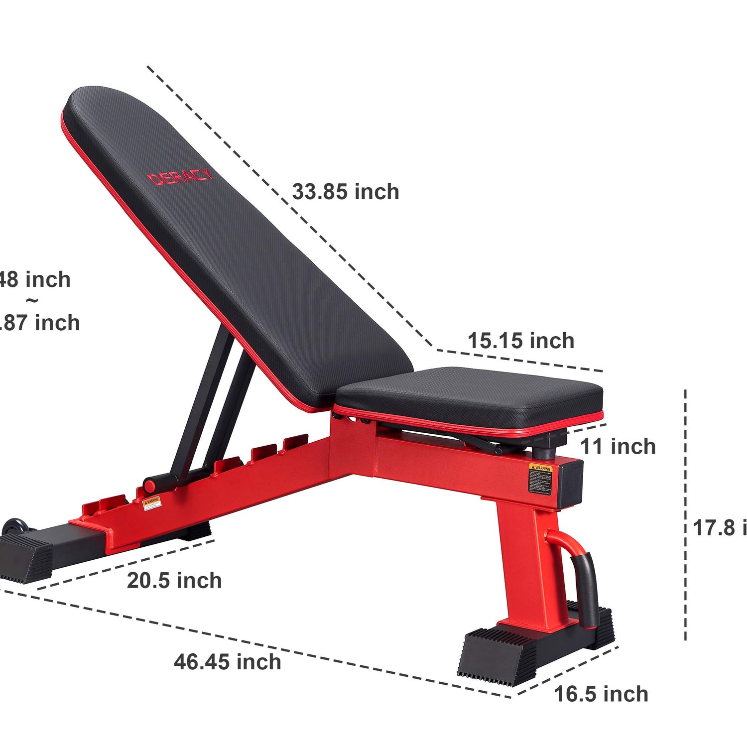 DERACY Adjustable Weight Bench for Full Body Workout, Incline and Decline Weight Bench for Indoor Workout, Home Gym (Red) DERACY