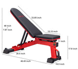 DERACY Adjustable Weight Bench for Full Body Workout, Incline and Decline Weight Bench for Indoor Workout, Home Gym (Red) DERACY