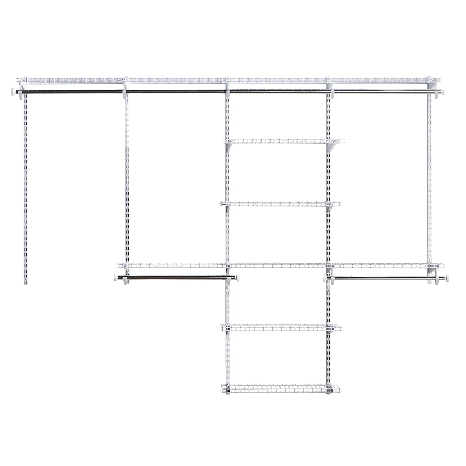 Rubbermaid Configurations Deluxe Closet Kit, White, 4-8 Ft., Wire Shelving Kit with Expandable Shelving and Telescoping Rods, Custom Closet Rubbermaid