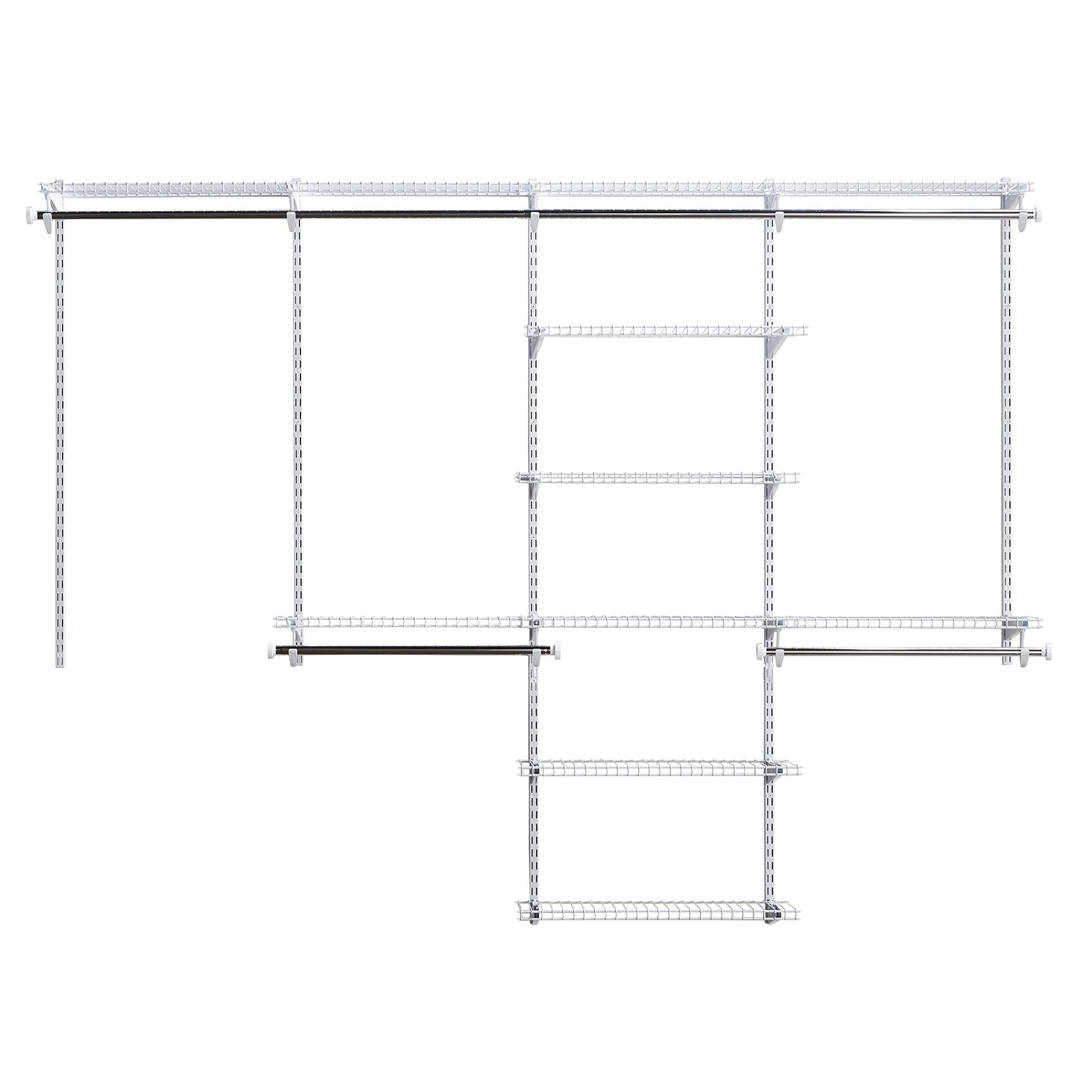 Rubbermaid Configurations Deluxe Closet Kit, White, 4-8 Ft., Wire Shelving Kit with Expandable Shelving and Telescoping Rods, Custom Closet