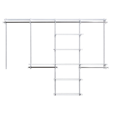 Rubbermaid Configurations Deluxe Closet Kit, White, 4-8 Ft., Wire Shelving Kit with Expandable Shelving and Telescoping Rods, Custom Closet Rubbermaid