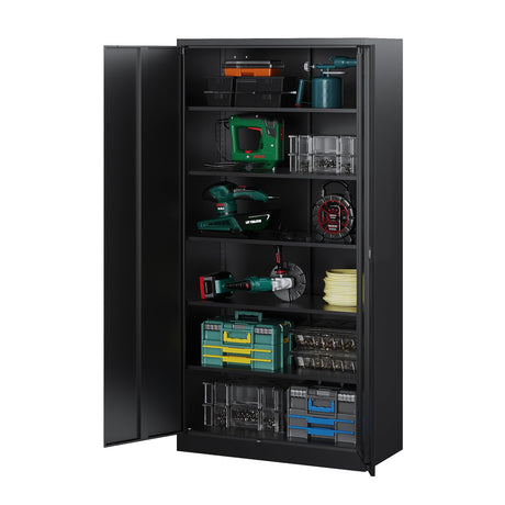 Letaya Metal Garage Storage Cabinets with Lock Door and Adjustable Shelves, Steel Tool Cabinets for Home,Office,Warehouse Organisieren (Black) Letaya