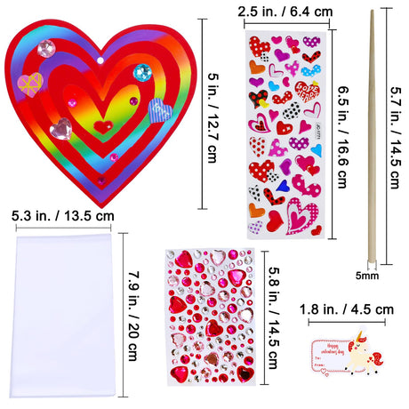 Winlyn 32 Sets Colorful Magic Color Scratch Valentine Hearts Ornaments Decorations Valentine Scratch Art Hearts Valentine's Day Craft Kits for Kids Winlyn