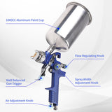 Zeinlenx HVLP Gravity Feed Spray Gun, Automotive Air Paint Spray Gun Kit with 4 Nozzles,1.4mm 1.7mm 2.0mm and 2.5mm, 1000cc Aluminum Cup, Suitable Zeinlenx