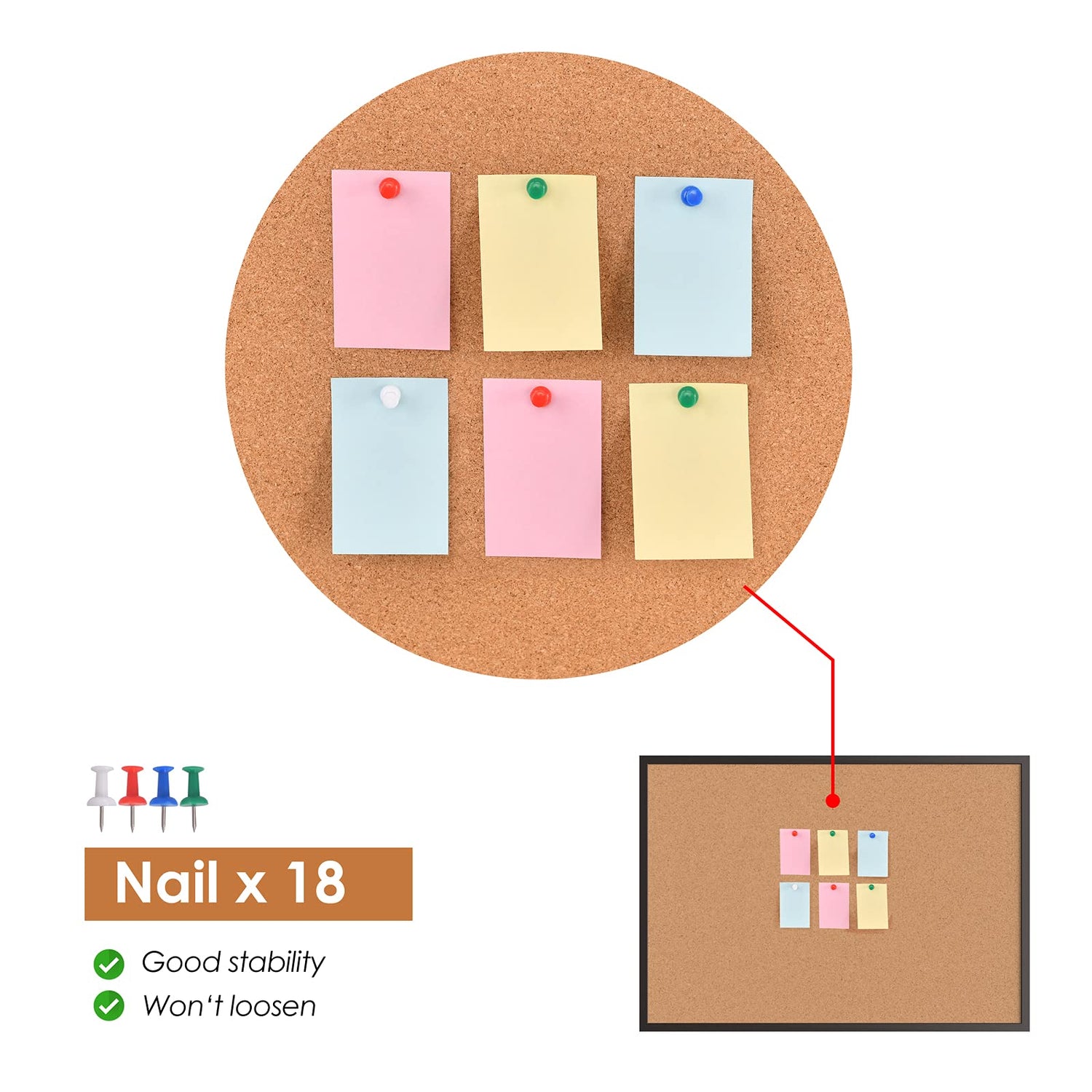 Board2by Cork Board Bulletin Board 36 x 48, Black Wood Framed 4x3 Corkboard, Office Board for Wall Cork, Large Wall Mounted Notice Pin Board with 18 Board2by