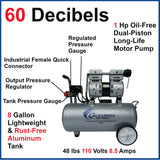 California Air Tools 8010A Aluminum Tank Air Compressor | Ultra Quiet, Oil-Free, 1.0 hp, 8 gal California Air Tools