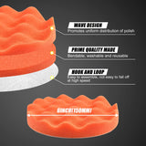 6 Inch Car Polishing & Buffing Sponge Pads Kit Wool Bonnet Pads for Household Electric Drill and Auto Polisher with 8mm M14 Drill Adapter for Washing POLIWELL