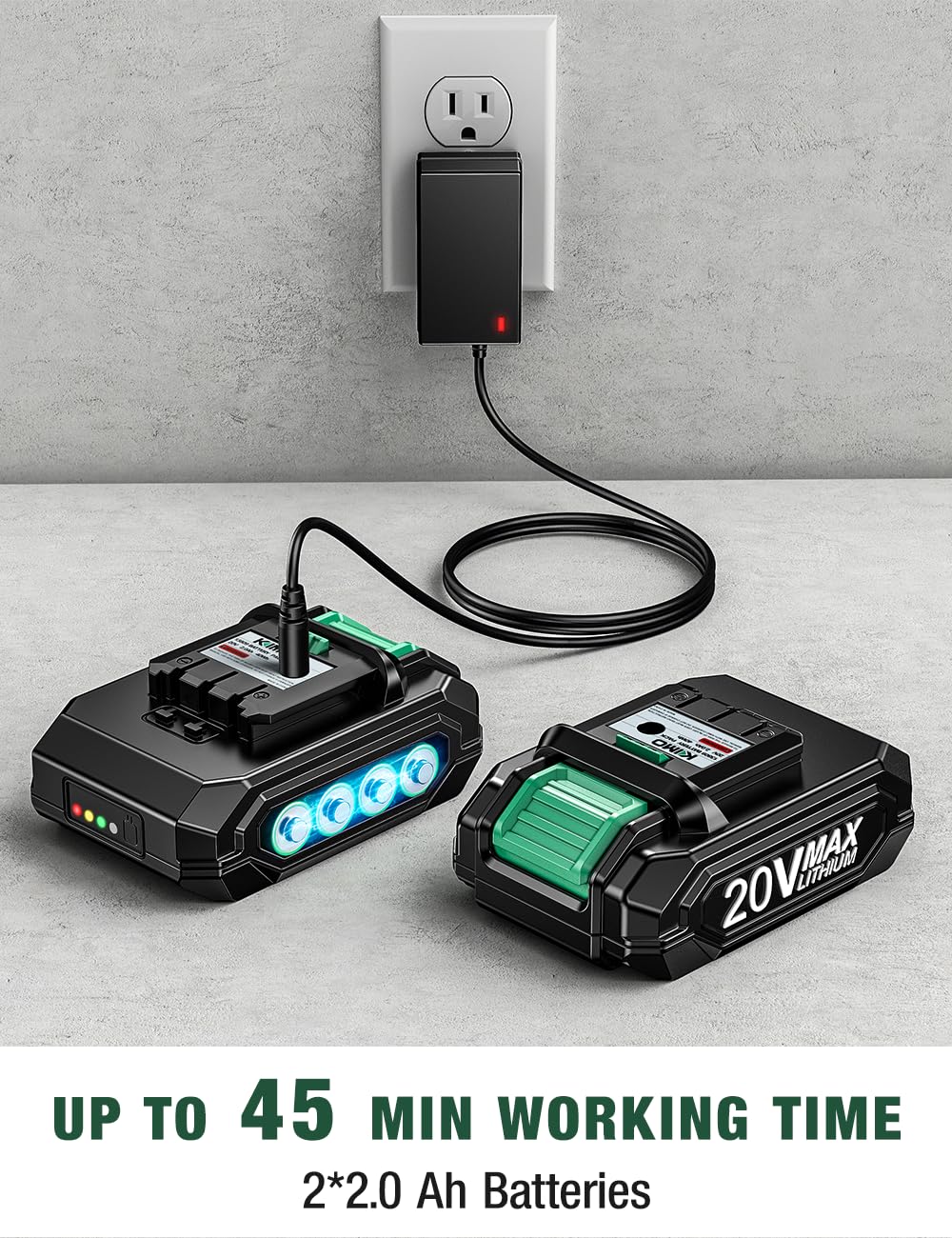 KIMO 20V Cordless Buffer Polisher Kit, 24 Accessories, 2 X 2000mAh Batteries, Car Polisher w/ 6 Variable Speed Up to 3634RPM, Cordless Polisher for K I M O.