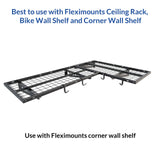 FLEXIMOUNTS 4-Pack Add-On Storage Rail Hook Accessory for Garage Ceiling Storage Rack and Wall Shelving, Black FLEXIMOUNTS