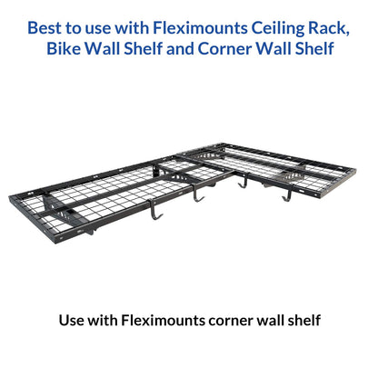 FLEXIMOUNTS 4-Pack Add-On Storage Rail Hook Accessory for Garage Ceiling Storage Rack and Wall Shelving, Black - WoodArtSupply