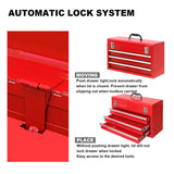 BIG RED ANTBD133-XB Torin 20" Portable 3 Drawer Steel Tool Box with Metal Latch Closure, Red BIG RED