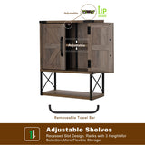 RUSTOWN Farmhouse Rustic Medicine Cabinet with Two Barn Door,Wood Wall Mounted Storage Cabinet with Adjustable Shelf and Towel Bar, 3-Tier Cabinet RUSTOWN