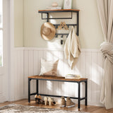 HOOBRO Dining Benches, Pair of 2 Kitchen Benches, Industrial Table Benches, Wooden Indoor Benches, Durable and Stable, for Dining Room, Kitchen, HOOBRO