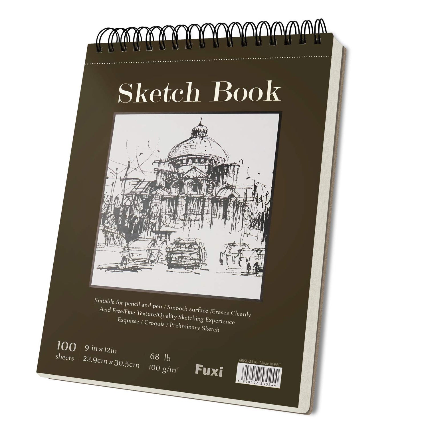 9 x 12 inches Sketch Book, Top Spiral Bound Sketch Pad, 1 Pack 100-Sheets (68lb/100gsm), Acid Free Art Sketchbook Artistic Drawing Painting Writing Fuxi