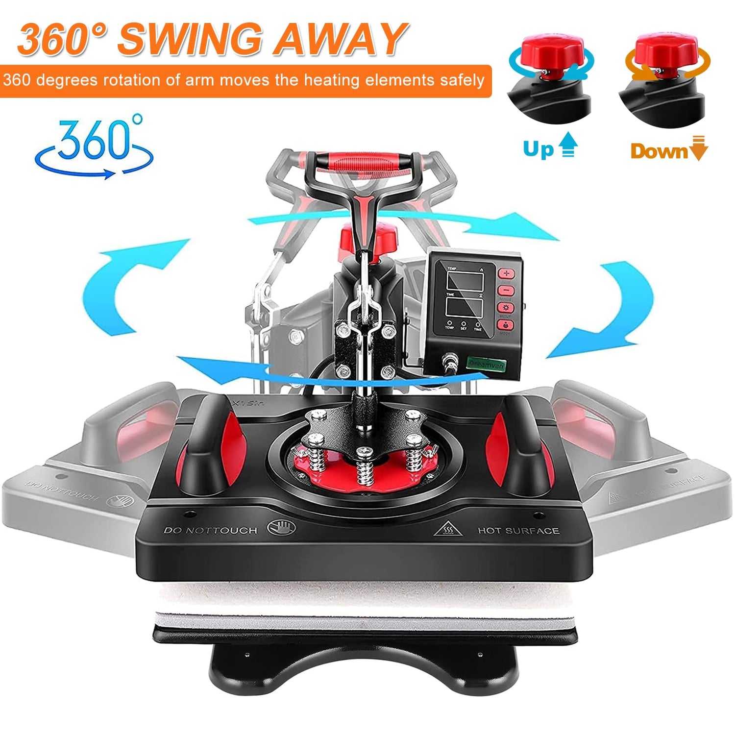 AKEYDIY 5 in 1 Heat Press, 12x15 Heat Press Machine for Tshirts, 360° Swing Away Shirt Press Machine for Sublimation, Multifunction Heat Press AKEYDIY