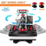 AKEYDIY 8 in 1 Heat Press, 12x15 Heat Press Machine for Tshirts, 360° Swing Away Shirt Press Machine for Sublimation, Multifunction Heat Press AKEYDIY