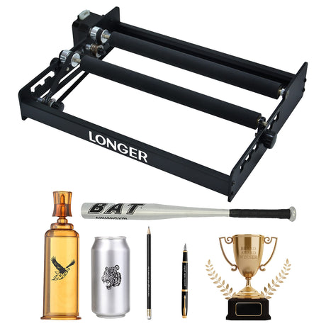 LONGER Laser Engraver Rotary Roller, Y-axis Rotary Roller 360° Rotation for Laser Engraver Engraving Cylindrical Objects Tumblers Cans Cups Bottles, Longer