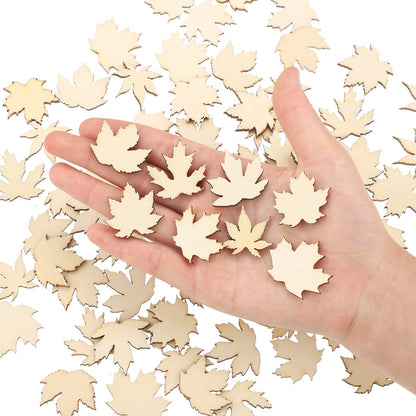 80 Pieces Wooden Maple Leaf Cutout Unfinished Blank Wooden Maple Leaf Slice Maple Leaf Shaped Wood Pieces 1.2 Inch Mini Wooden Maple Leaf Ornament - WoodArtSupply