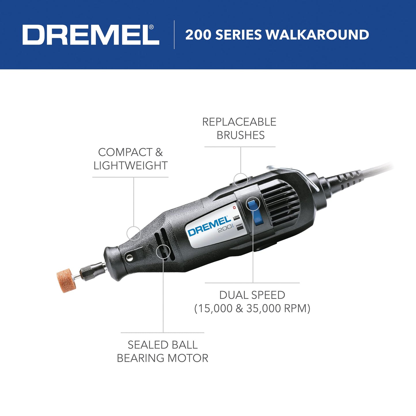 Dremel 200-1/15 Two-Speed Rotary Tool Kit with 1 Attachment 15 Accessories - Hobby Drill, Woodworking Carving Tool, Glass Etcher, Small Pen Sander, - WoodArtSupply