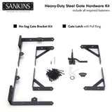 SANKINS 2 Set Anti Sag Gate Corner Brace Bracket, Heavy Duty No Sag Gate Frame Kit with Self-Locking Gate Latch, Black Gate Kit for Wooden Fence, SANKINS