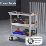 3-Tier Stainless Steel Utility Cart, 1100 lbs Heavy Duty Service Cart with Wheels, Rolling Tool Cart on Wheels, Work Cart for Mechanic, Garage, EHONXI
