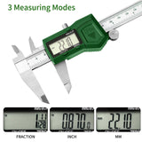 ToolSup IP54 Digital Caliper, 6 inch Electronic Vernier Caliper with Stainless Steel contruction, Inch/Millimeter/Fraction Switch, Large LCD Screen TOOLSUP