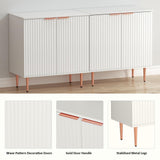 EOYUTLLY White Storage Cabinet,Wood Sideboard Buffet Cabinet with Fluted Textured & Rose Gold Colored Metal Legs, Accent Cabinet for Living EOYUTLLY