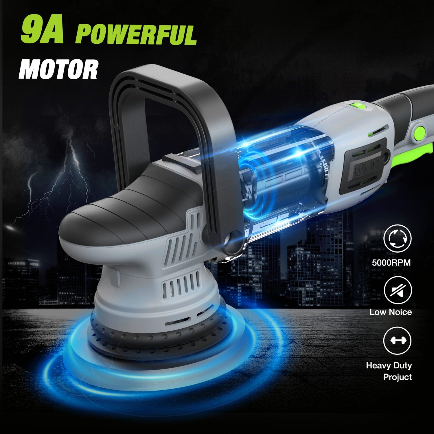 WORKPRO Buffer Polisher, 6-inch 1080W Dual Action Random Orbital Polish Kit for Car Detailing, 6 Variable Speed DA Polisher with Backing/Woolen/Foam WORKPRO